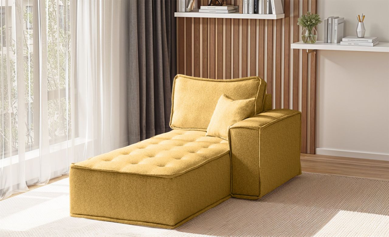 Ottomane Modul SANDE Stoff Raven Honiggelb Seite Rechts