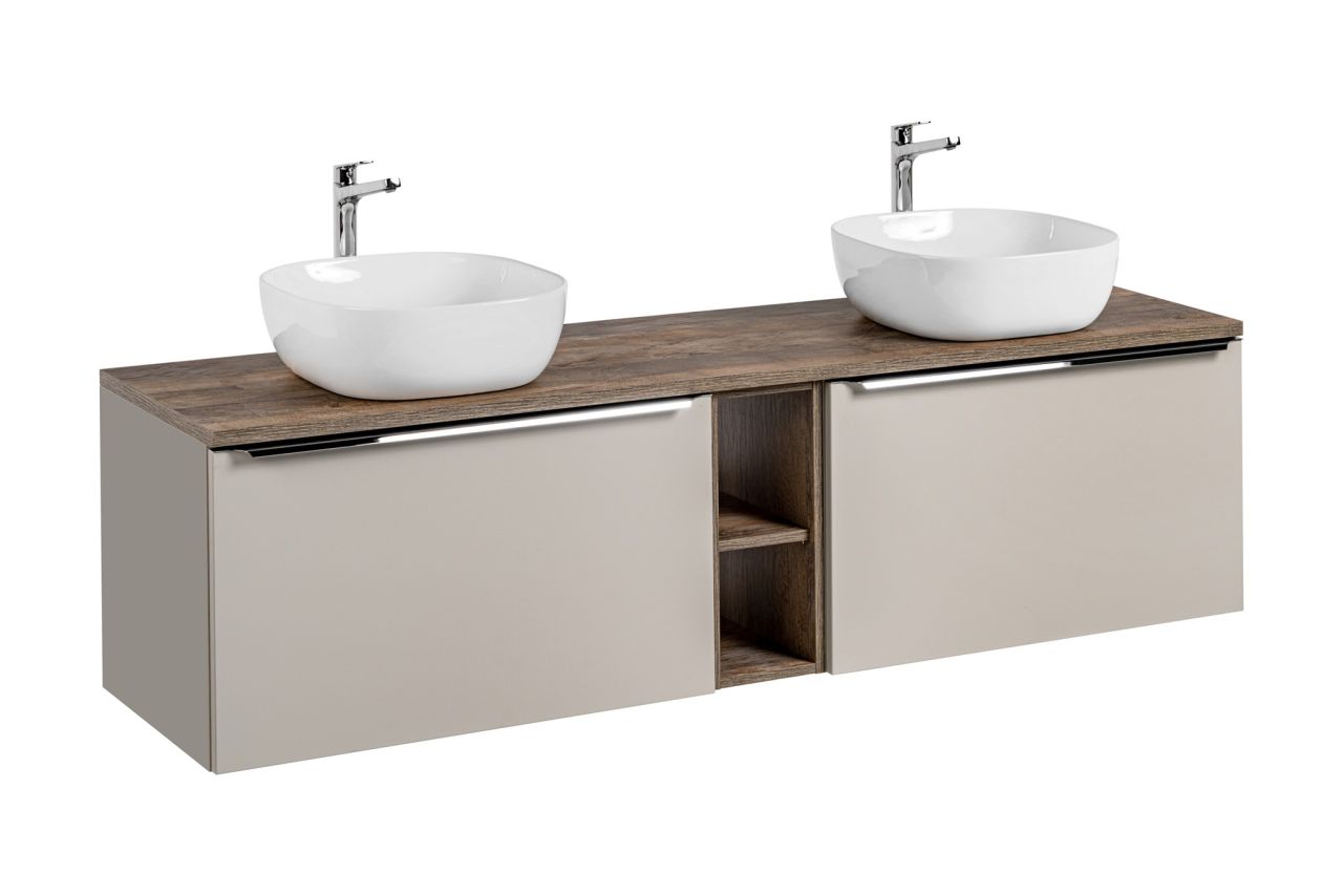 Waschtischunterschrank 5-tlg AKAN 180cm Taupe inkl. Waschtisch