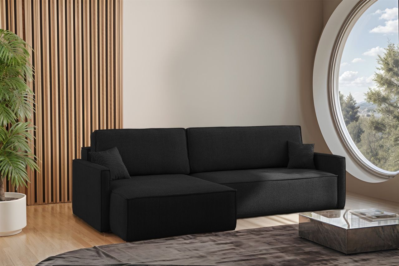 Ecksofa Schlafsofa Sofa LOUIS Stoff Scala Dunkelathrazit Ottomane Links