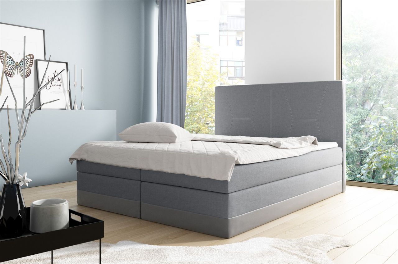 Boxspringbett Schlafzimmerbett VELARO 180x200cm Grau