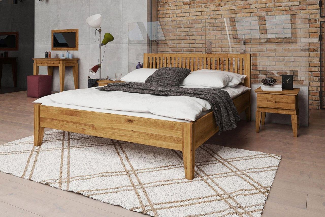 Schlafzimmerbett Bett Massivholzbett LENNES Nr.2 Buche 200x200 cm