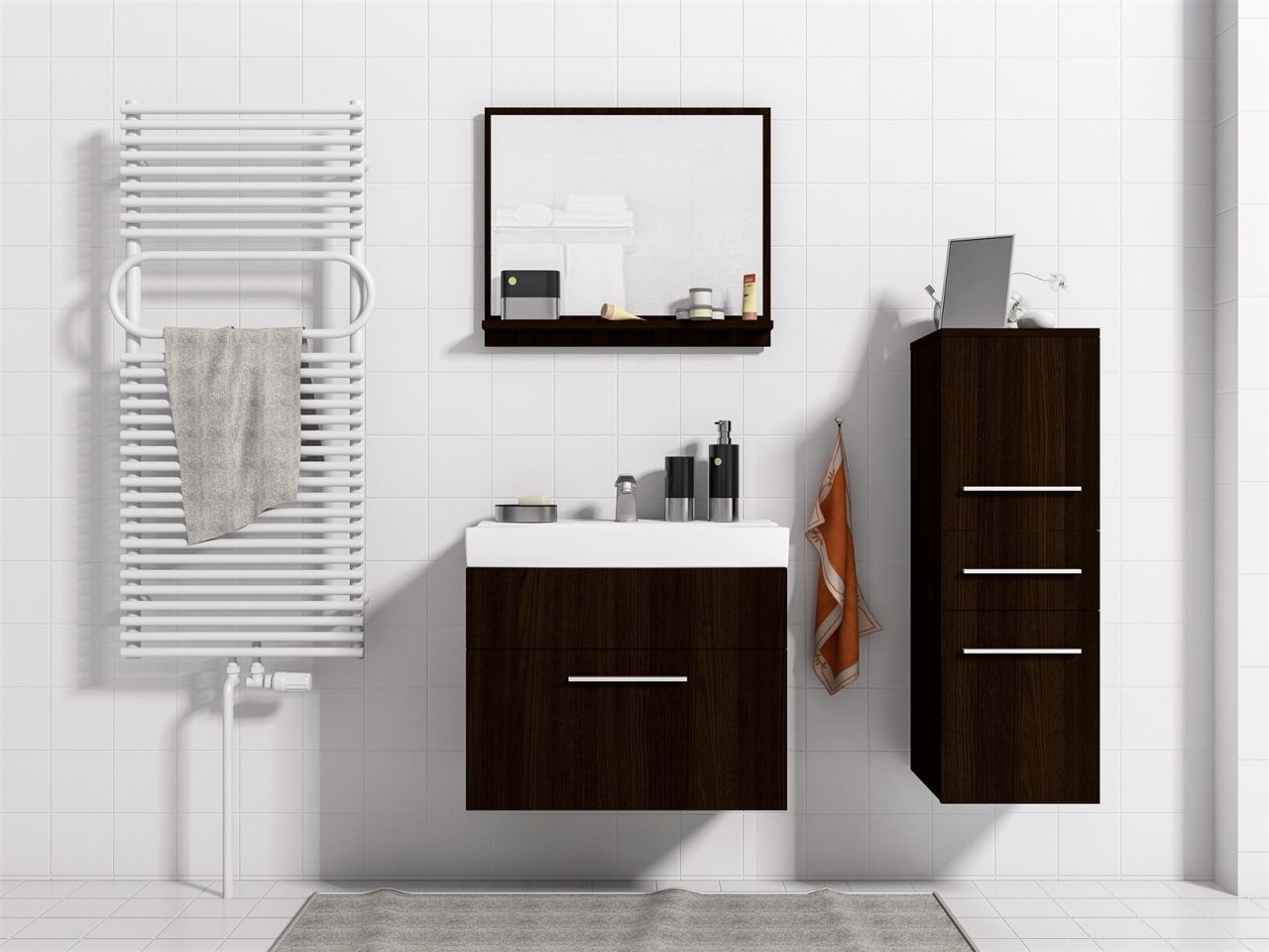 Badmöbel Set 4-Tlg Wenge matt LUCY S inkl.Waschtisch