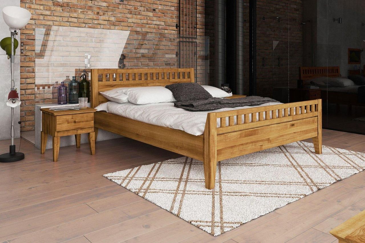 Schlafzimmerbett Bett Massivholzbett LENNES Nr.6 Buche 200x200 cm