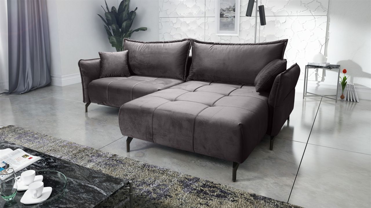 Ecksofa Schlafsofa Sofa VICTORIA Stoff Element Grafit Ottomane Rechts