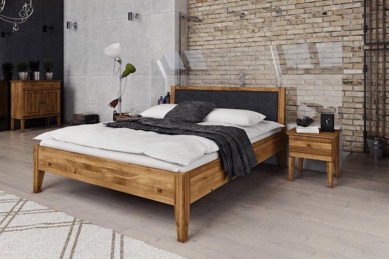Schlafzimmerbett Bett Massivholzbett LENNES Nr.9 Eiche 200x200 cm
