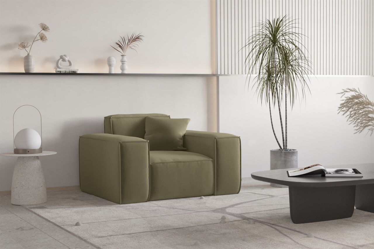 Sessel Designersessel CELES PREMIUM in Stoff Opera Velvet Olivgrün