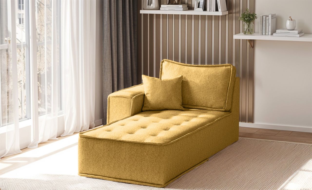 Ottomane Modul SANDE Stoff Raven Honiggelb Seite Links