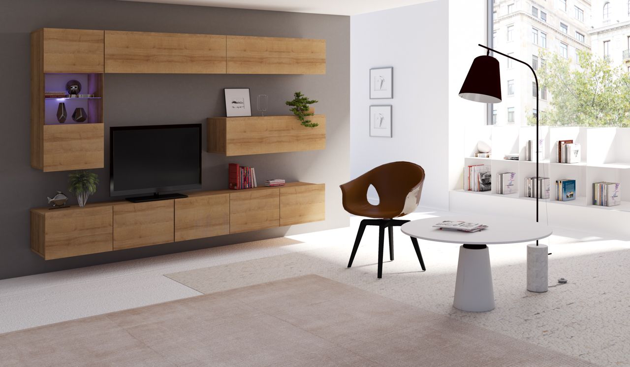 Mediawand Wohnwand 6 tlg - LABRI 4 - Sonoma Eiche matt