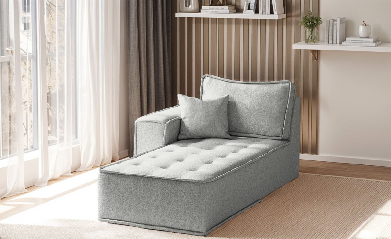 Ottomane Modul SANDE Stoff Alpine Hellgrau Seite Links