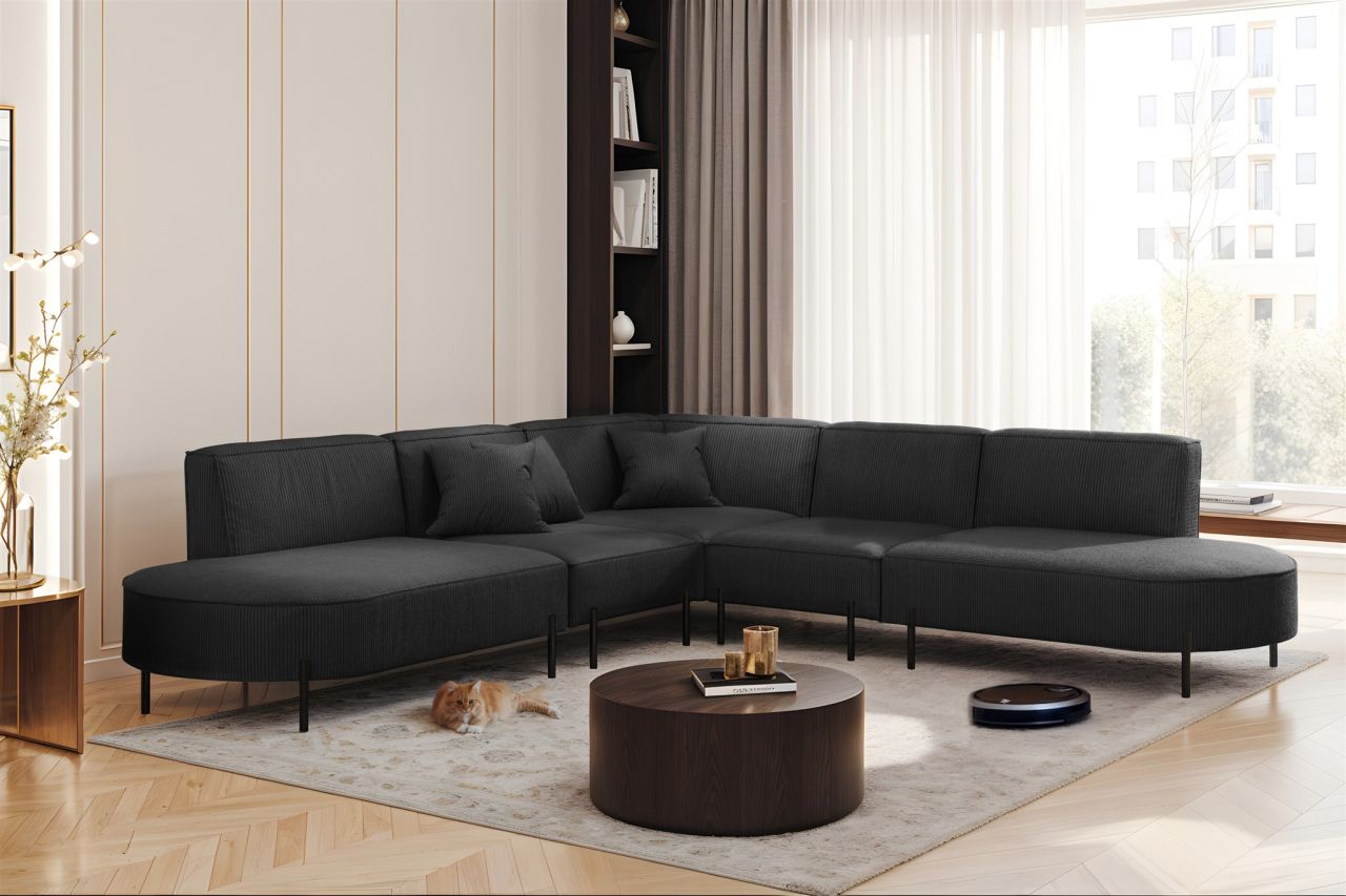 Ecksofa Designersofa VALENCIA Stoff Scala Anthrazit Universal
