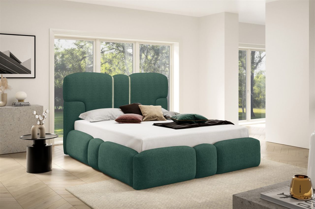Polsterbett Schlafzimmerbett JORDAN 180x200cm Komplettset in Stoff Doha Meere...