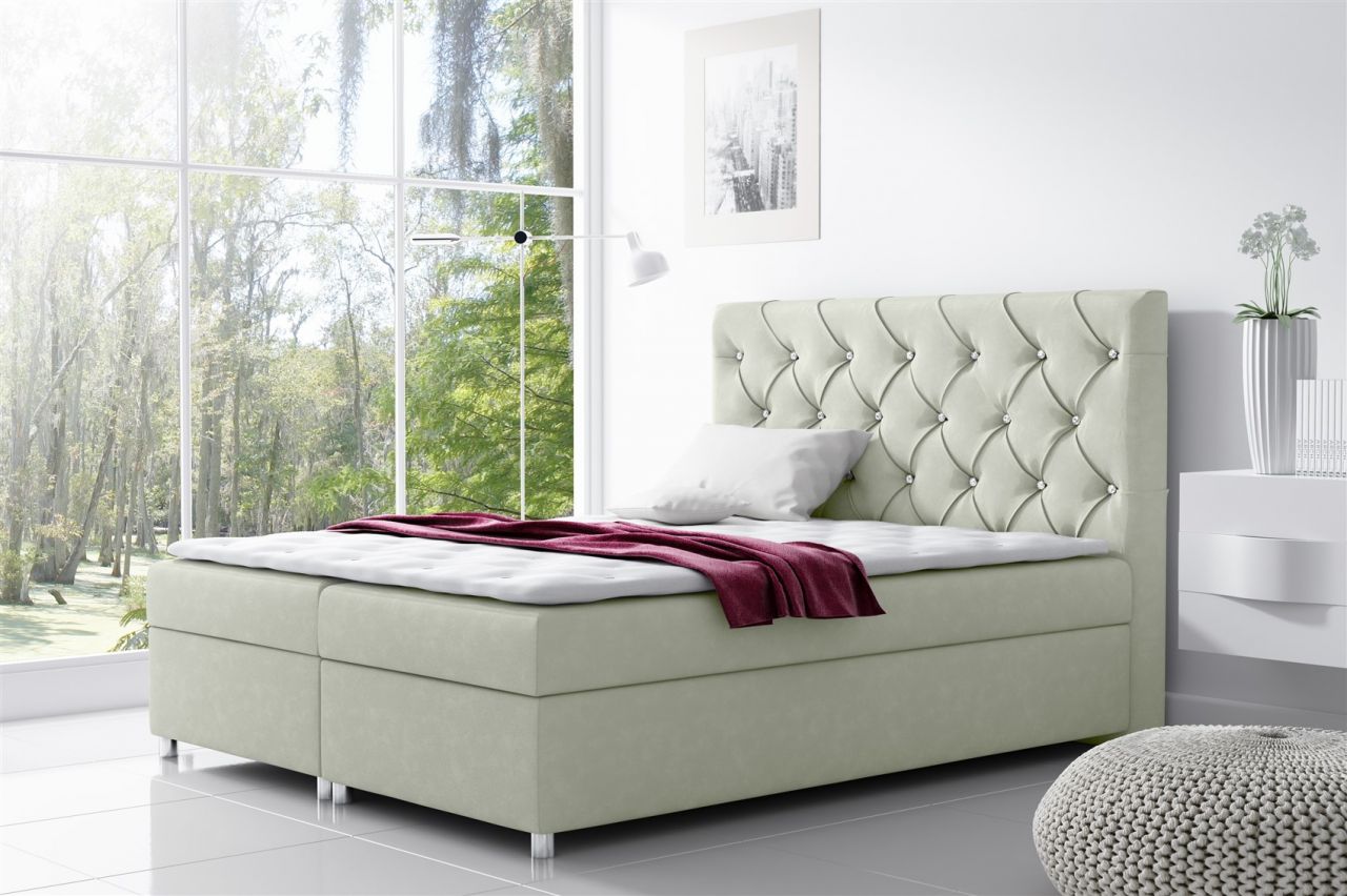 Boxspringbett Schlafzimmerbett DOLCE Polyesterstoff Beige 160x200cm