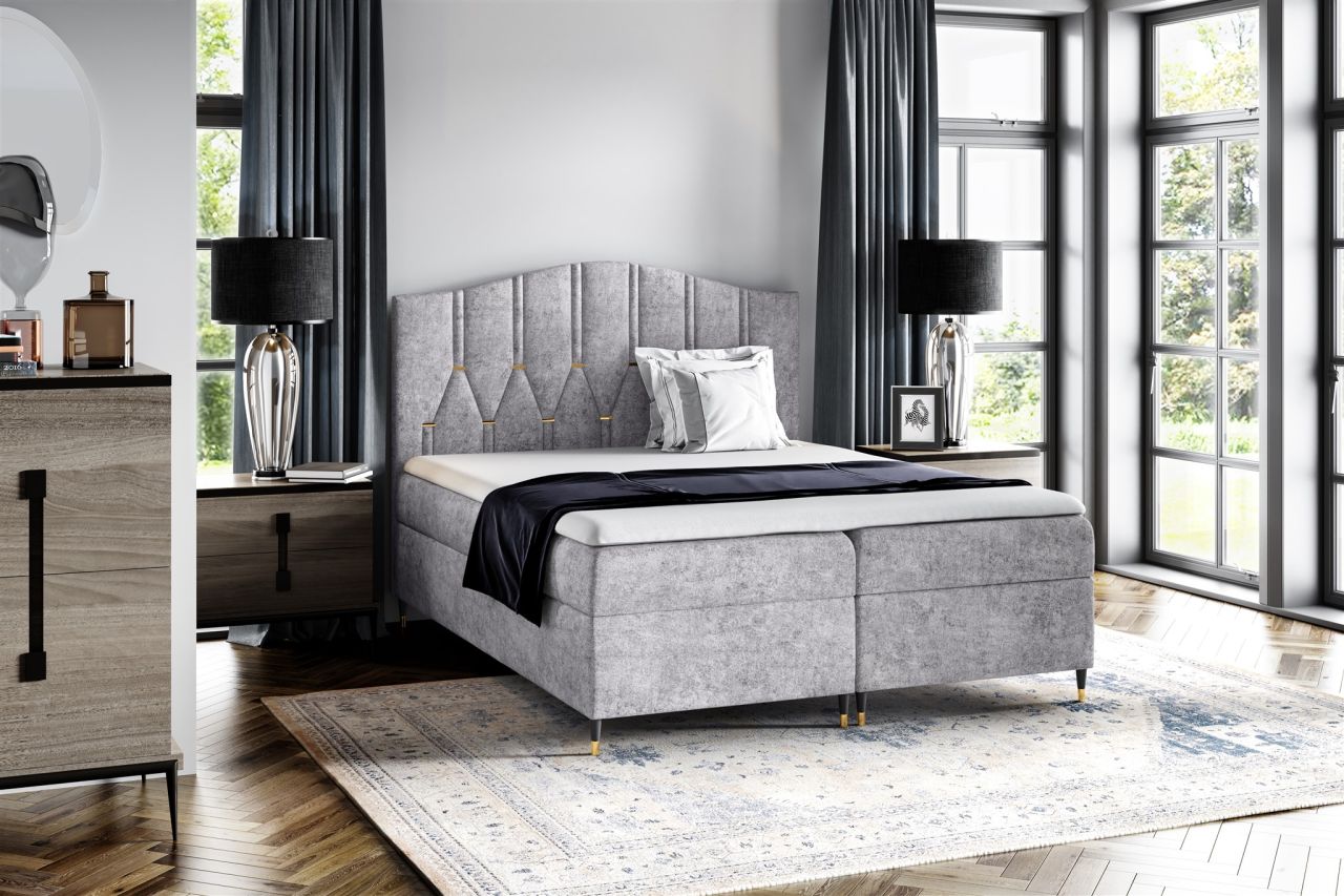 Boxspringbett Schlafzimmerbett SELIM 120x200cm in Stoff Touch Me Grau