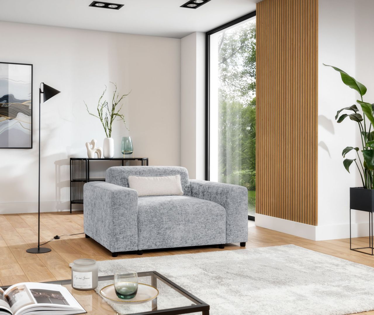 Sessel Designersessel ROMY in Stoff Enjoy Me Hellgrau