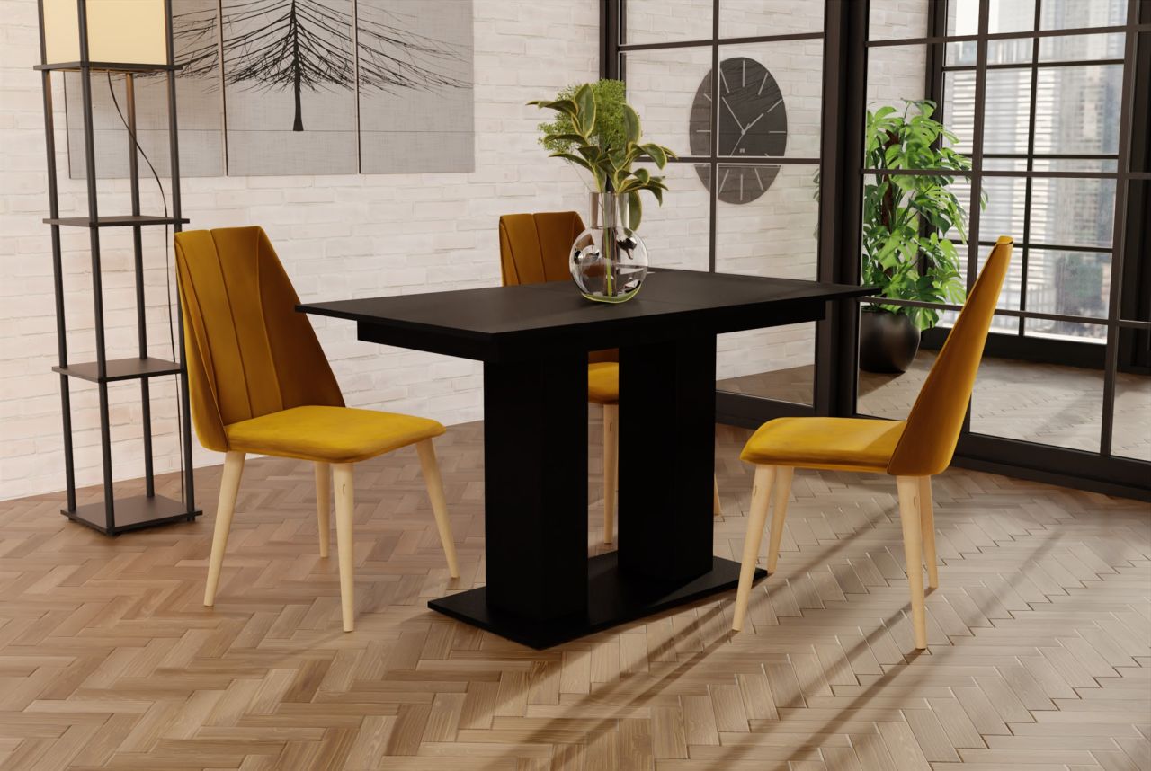 Esstisch Auszugstisch DANTE 130-170x80 cm in Schwarz Matt