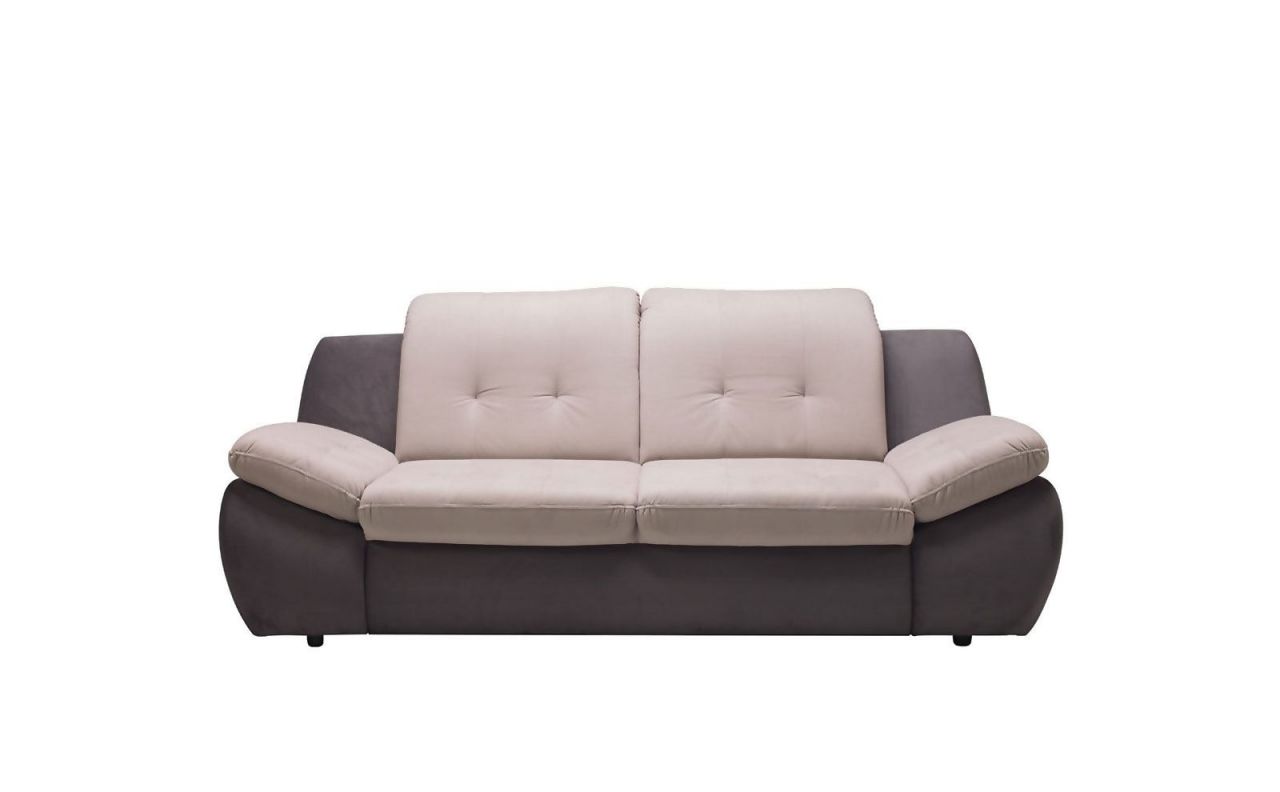 Sofa 2-Sitzer PEDRO Polyesterstoff Grau / Beige 175x84x113 cm