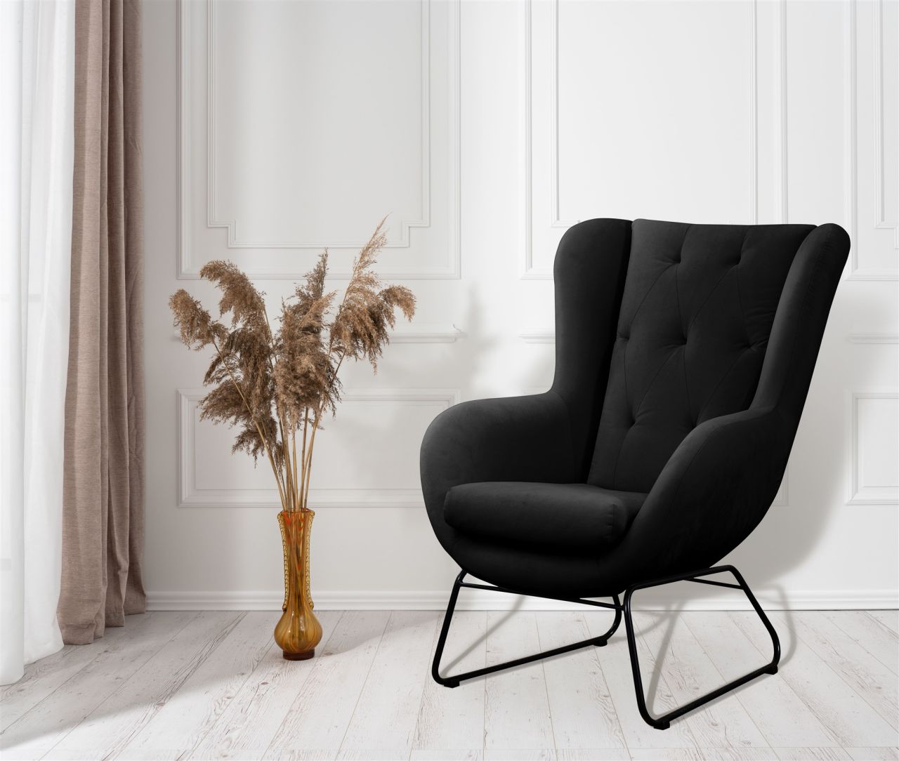 Sessel Designersessel ARTEMIS in Stoff Kronos Schwarz