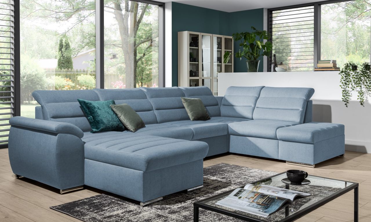 Couchgarnitur PASCARA U-Form mit Schlaffunktion-Hellblau /Otto.. Links