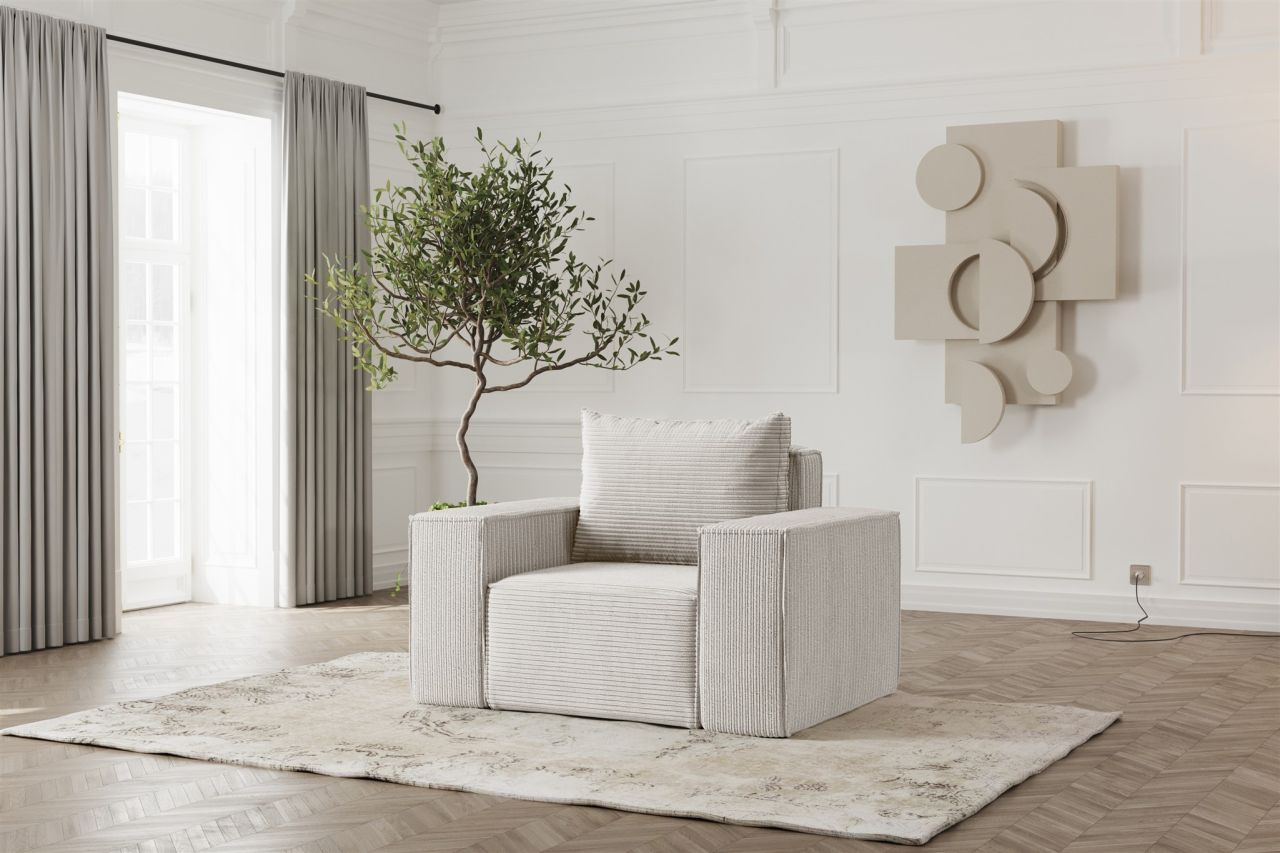 Sessel Designersessel ESTELLE in Stoff Poso Creme