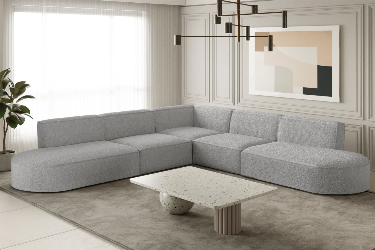 Ecksofa Designersofa PALMA Stoff Ascot Toffee Seite Universal