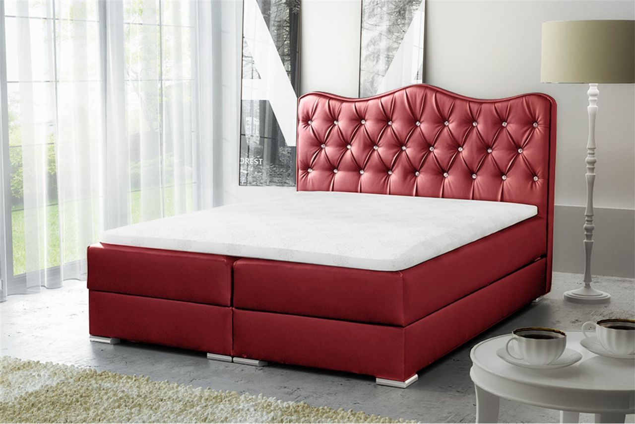 Boxspringbett Schlafzimmerbett SULTAN Kunstleder Rot 220x200cm