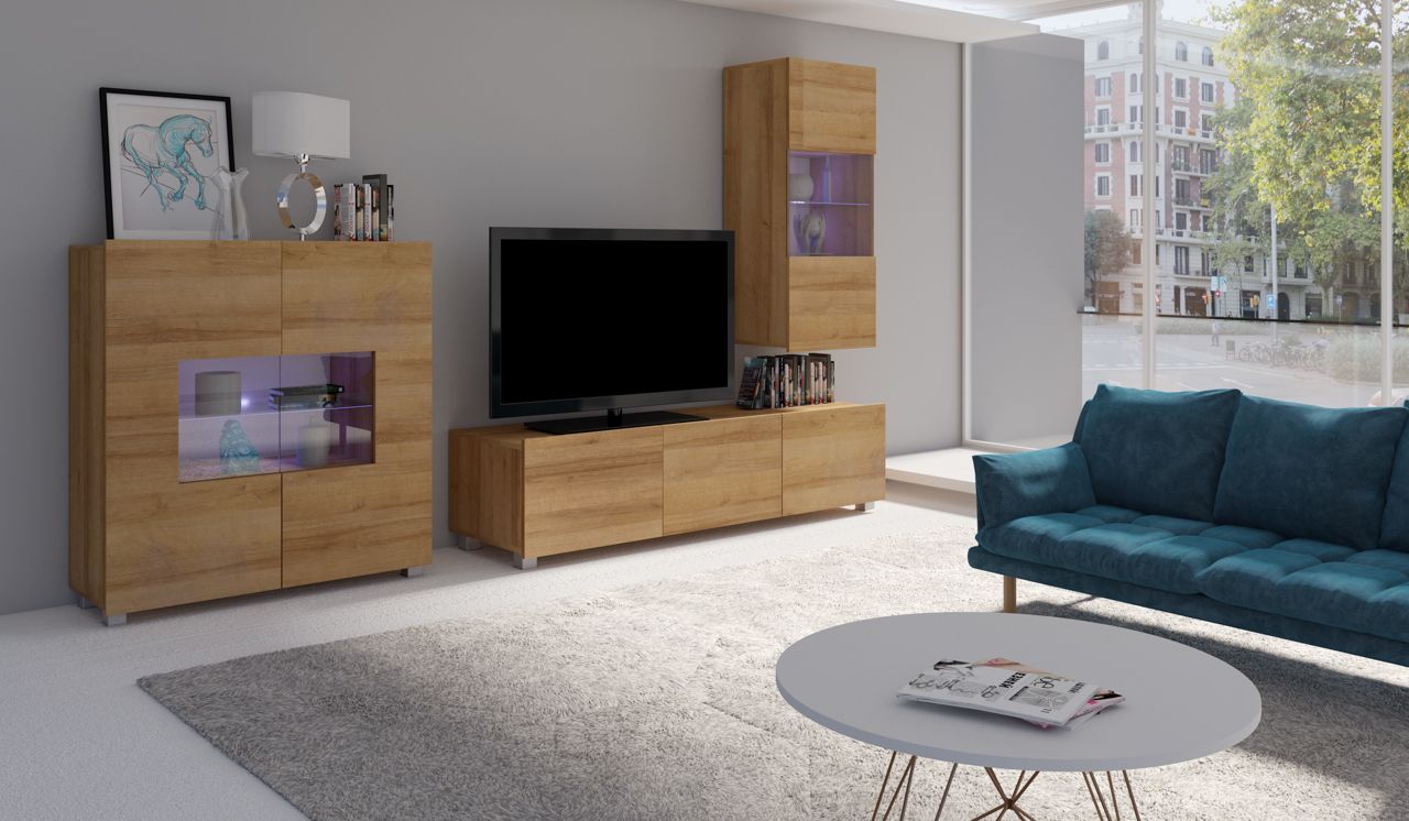 Mediawand Wohnwand 3 tlg - LABRI 7 - Sonoma Eiche matt