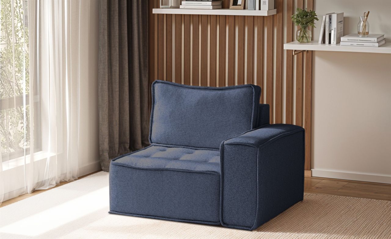 Sessel SANDE 1-Sitzer Modul Stoff Raven Blau Seite Rechts