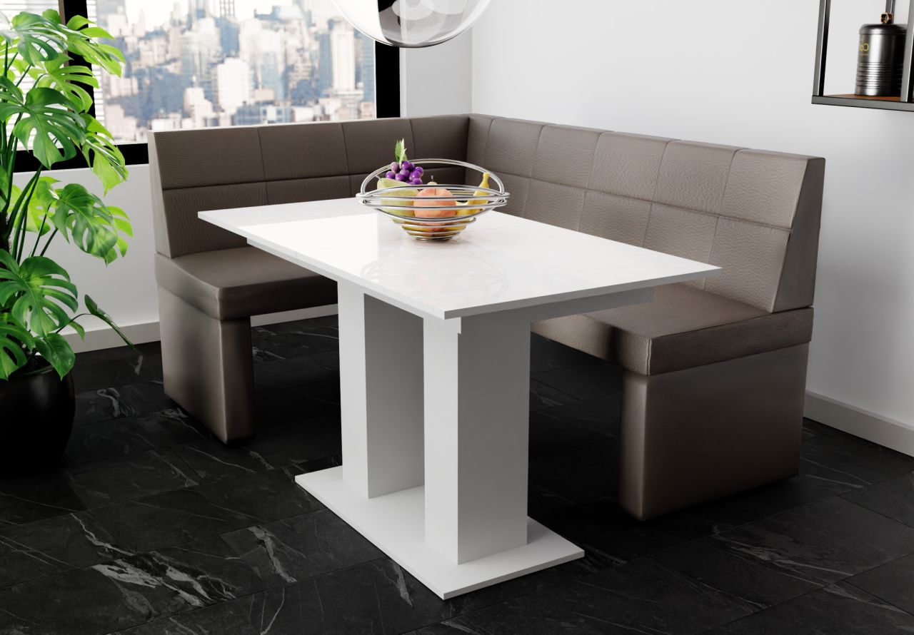 Eckbankgruppe 196x142 cm BLAKE XL R Kunstleder Dunkelbraun / Esstisch DANTE W...