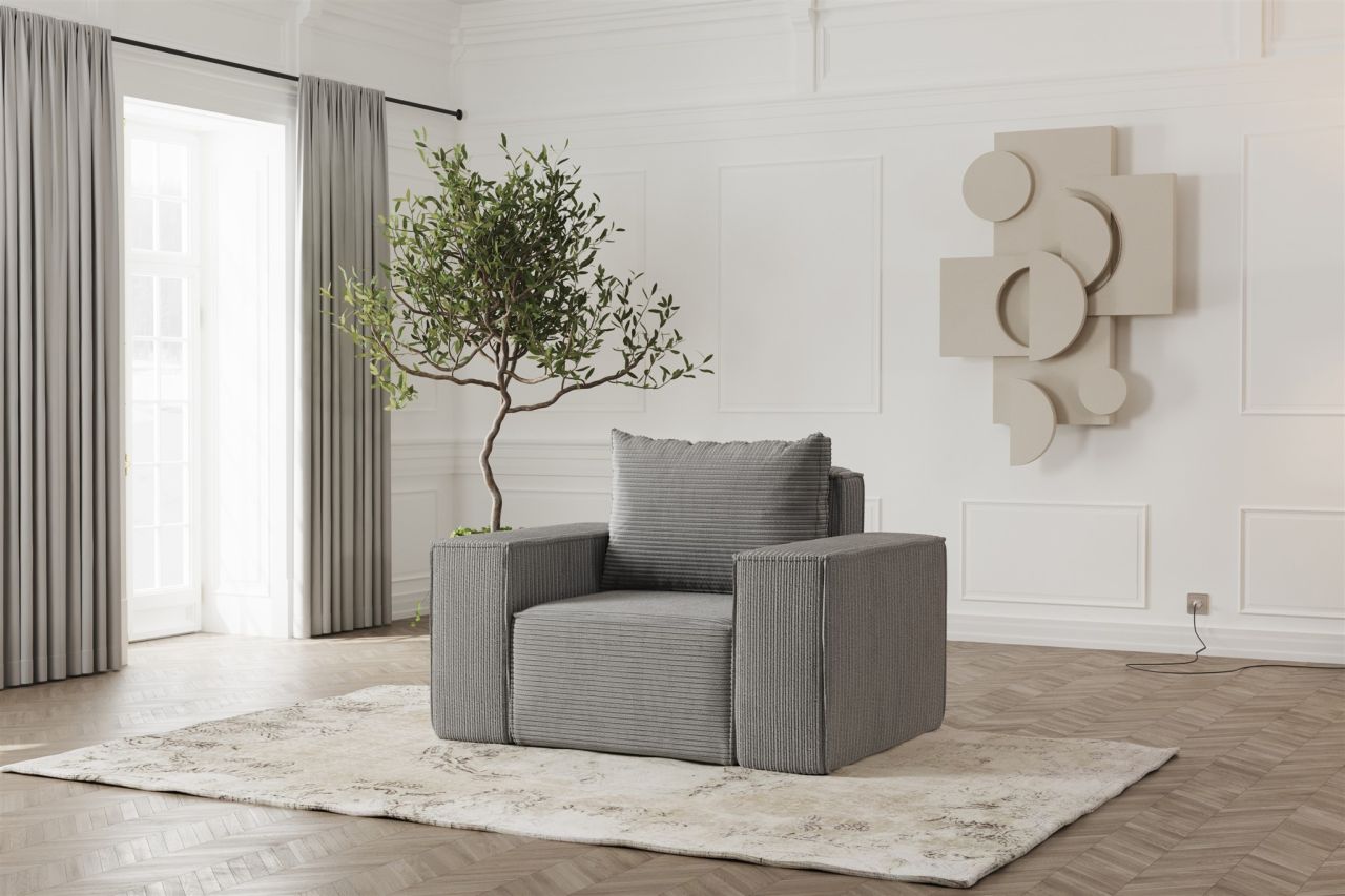 Sessel Designersessel ESTELLE in Stoff Poso Grau