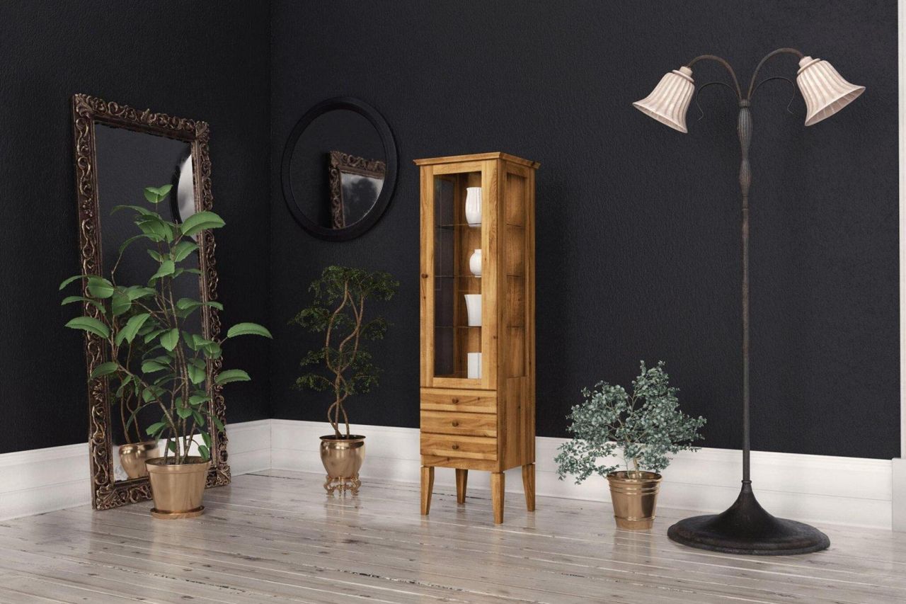 Vitrine Kommode LENNES Buche massiv 50x180x45 cm