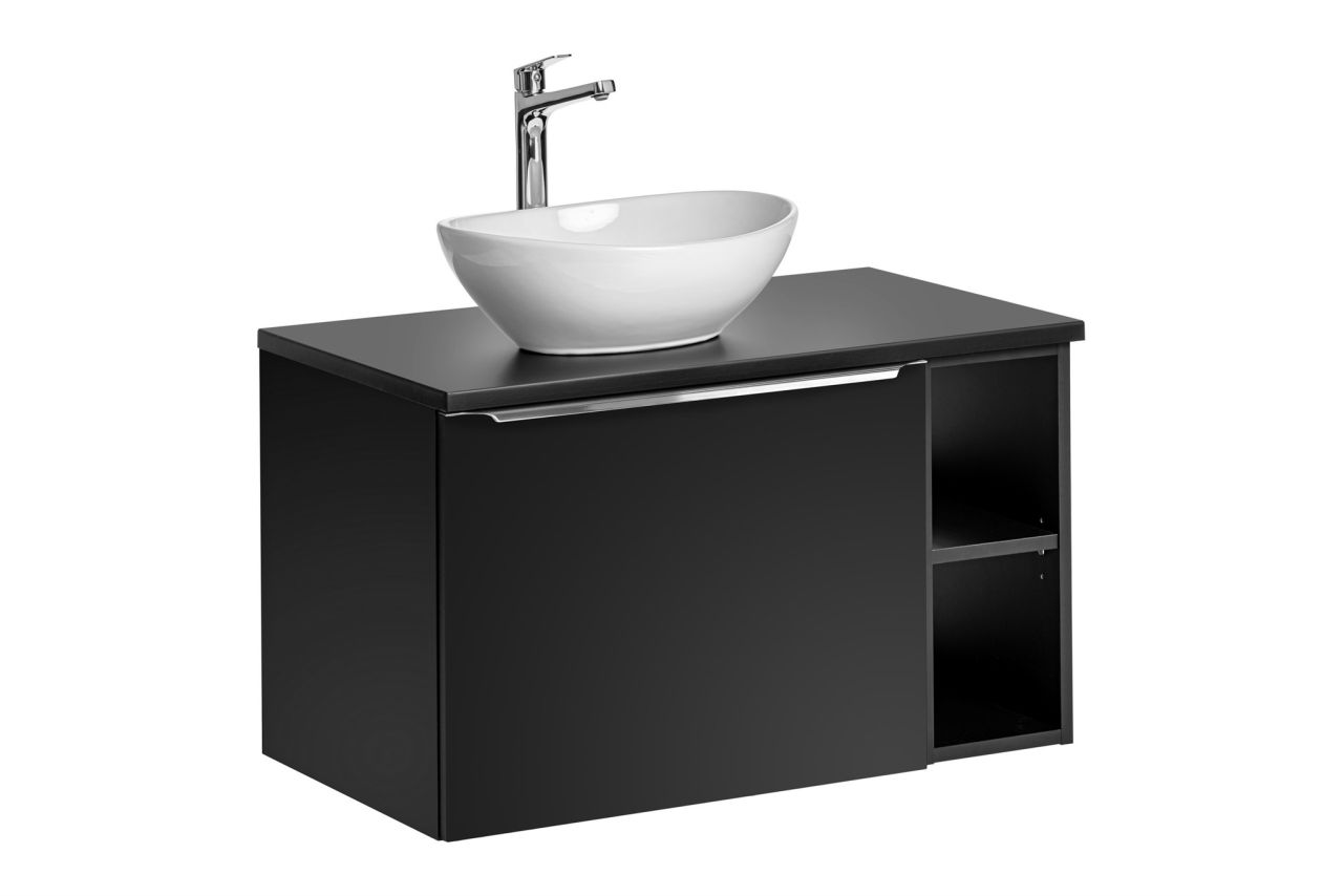 Waschtischunterschrank 3-tlg AKAN Schwarz matt Variante A inkl. Waschtisch