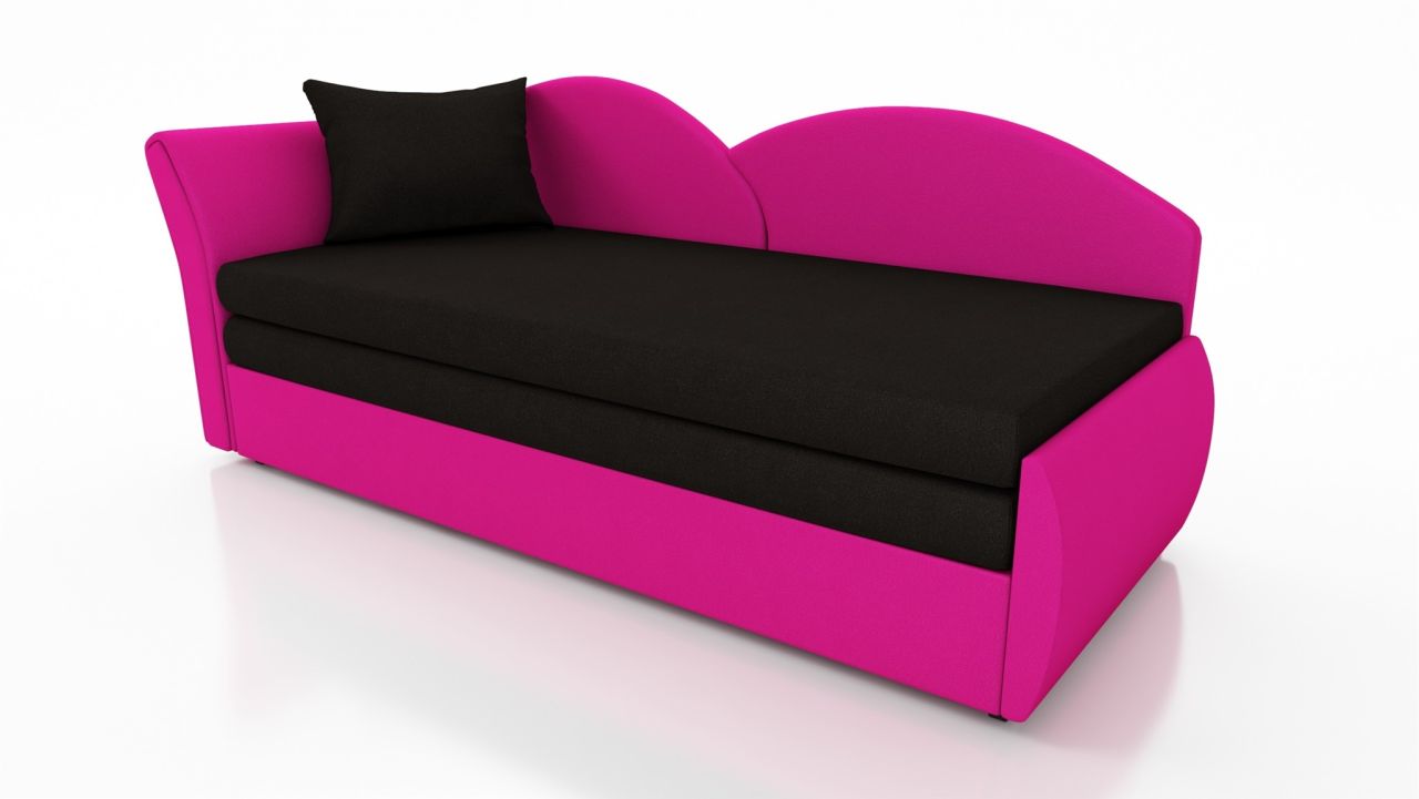 Sofa Schlafsofa inklusive Bettkasten ALINA / R- Stoff Alova Pink / Schwarz