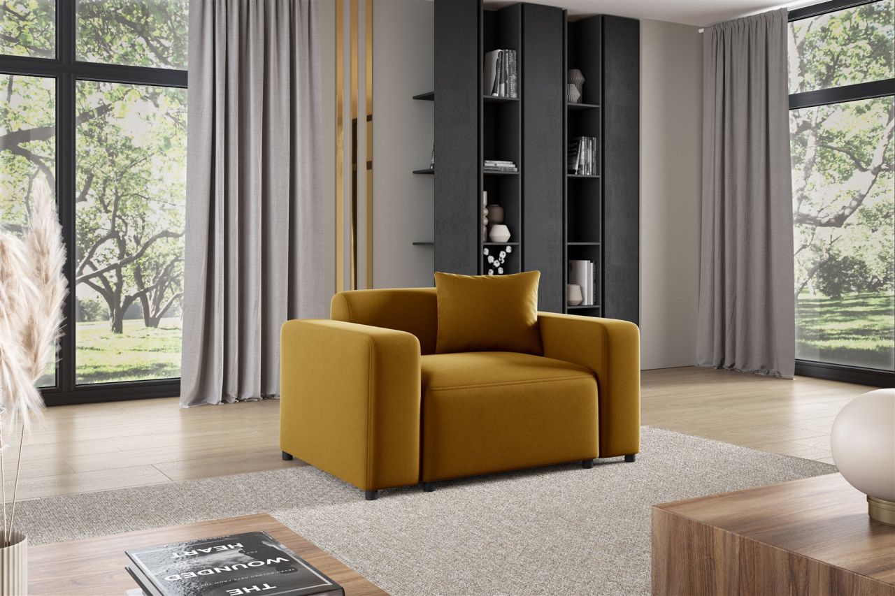 Sessel Designersessel MEGAN in Stoff Salvador Honiggelb