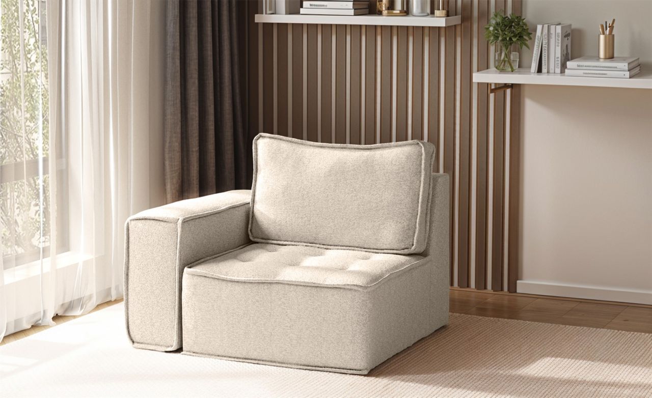 Sessel SANDE 1-Sitzer Modul Stoff Alpine Beige Seite Links