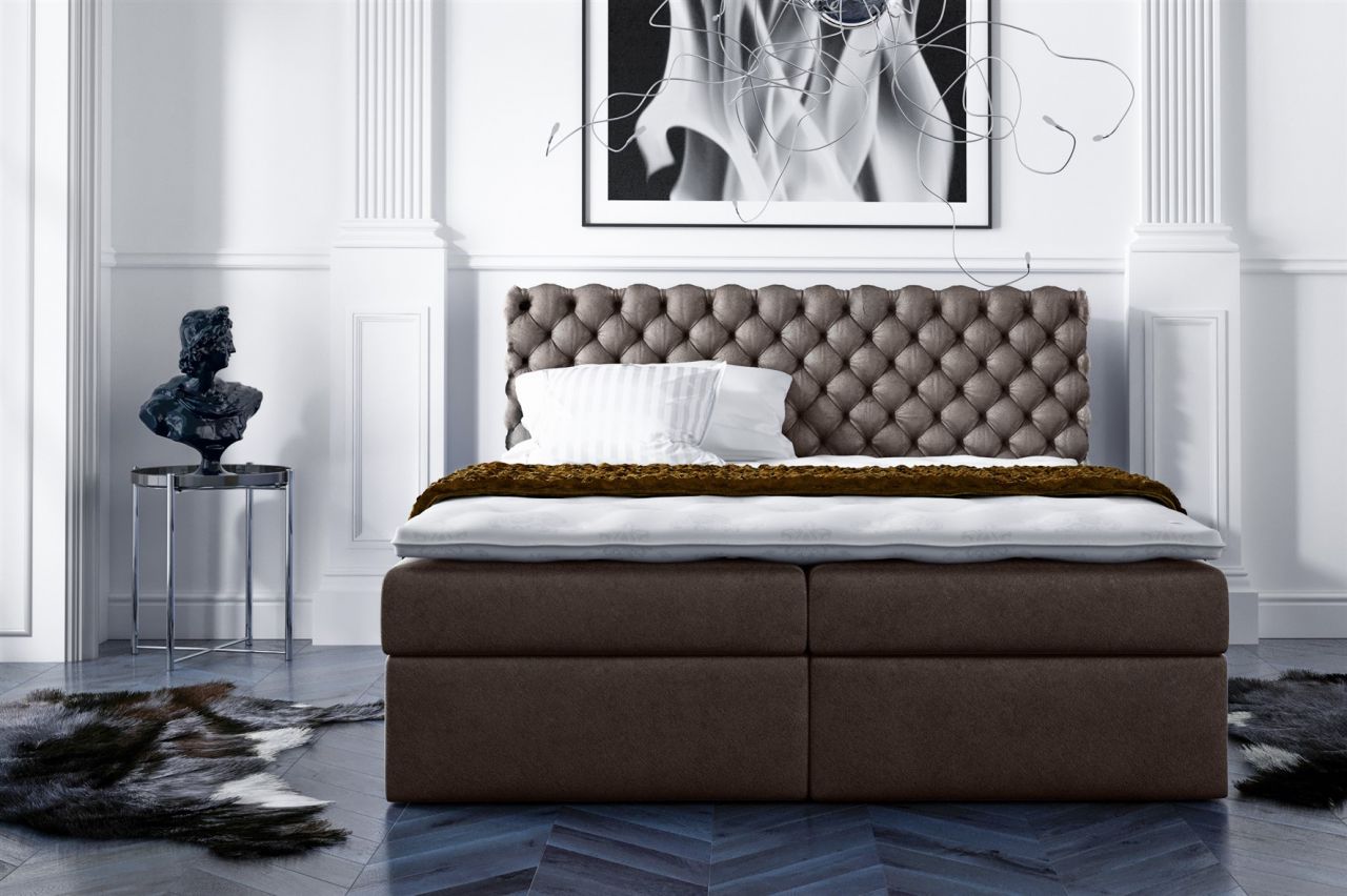 Boxspringbett Schlafzimmerbett PARINI 140x200cm Braun