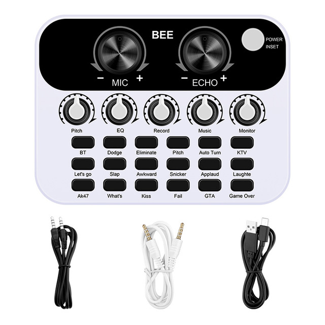 Live Sound Card V8 English Mini Audio Interface Podcast Mixer Suitable For PC Computer Phone Broadcast Recording Effects New