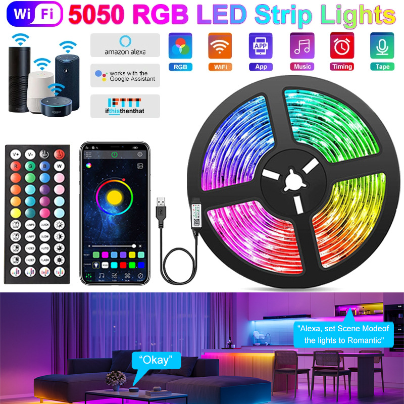 5v Low Voltage Light Strip 5050wifi Smart Led Light Strip Set Rgb Music Light Strip Usb Voice Bluetooth Control