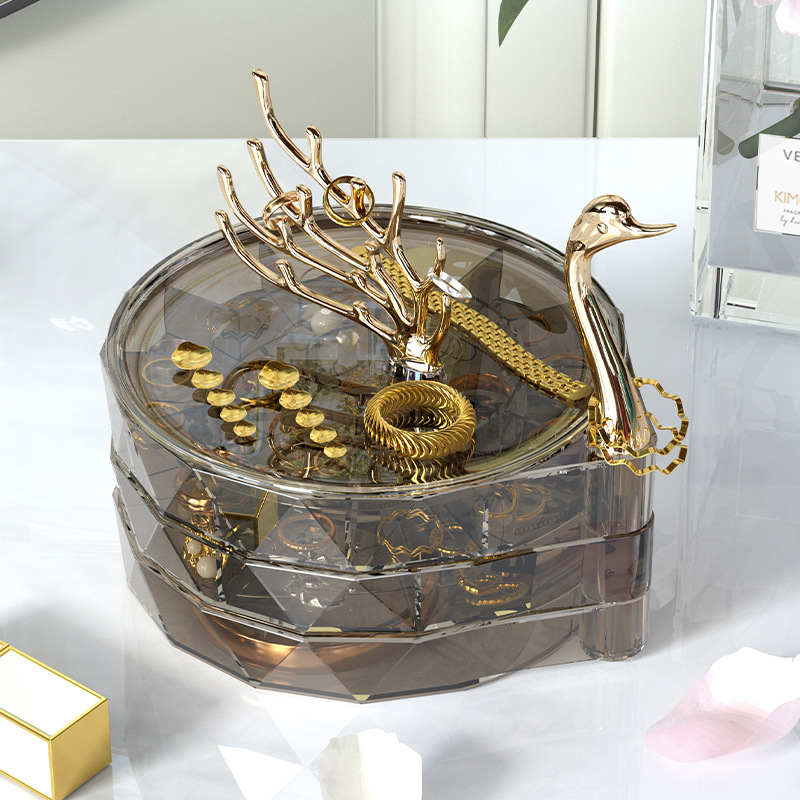 Multi Layer Rotating Light Luxury Jewelry Box Multi Function Jewelry Storage Box Necklace Ring Jewelry Box