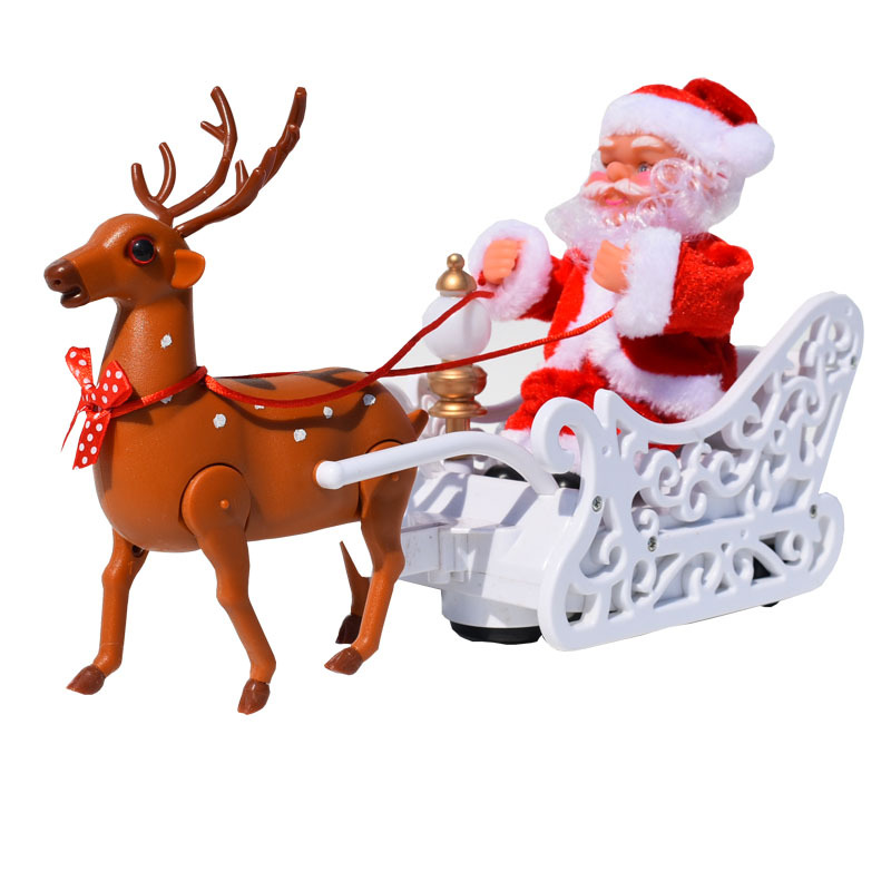 Universal Electric Car with Music Elk Sled Toy Santa Claus Doll Children Kids Christmas Electric Toy Doll Home Xmas Decor Gifts