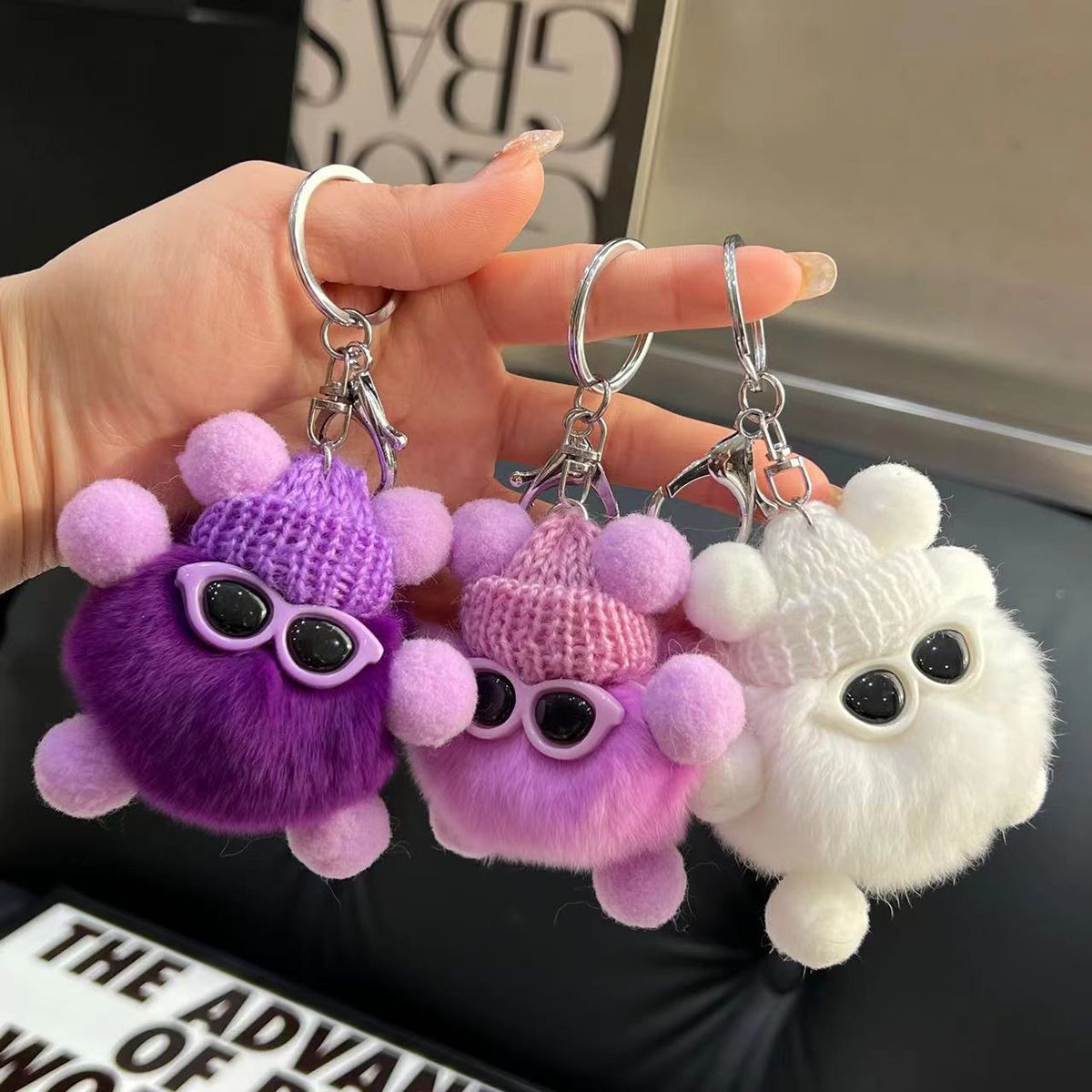 Real Rex Rabbit Fur Small Coal Ball Elf Cute Plush Doll Coal Ball Pendant Keychain Bag Pendant Small