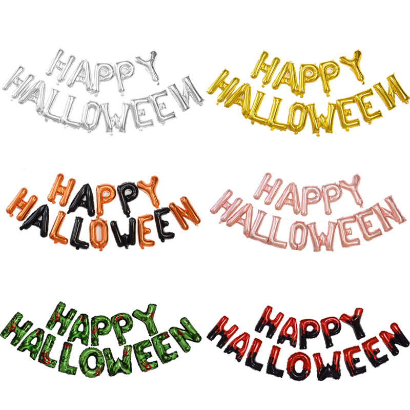 Halloween 16 inch letter balloon set HAPPYHALLOWEEN black and orange Halloween banner atmosphere decoration layout
