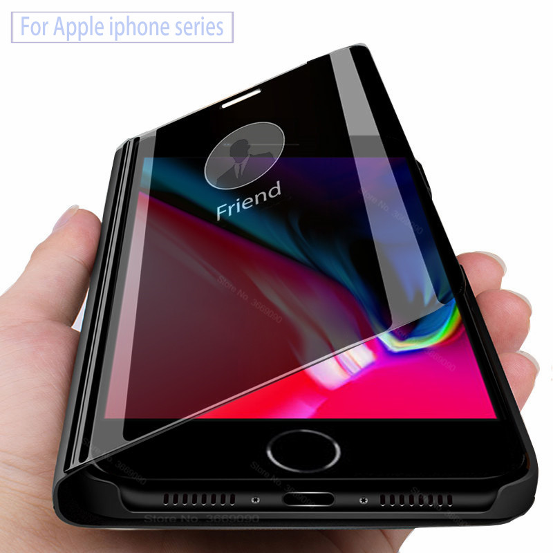 For iphone 8 7 6 Case Luxury Mirror Leather Smart Flip Phone Case for iphone 11 pro max 7 8Plus SE se2 X XS Max XR Cover fundas