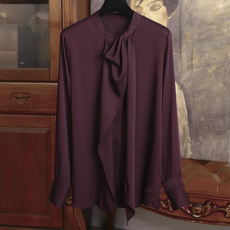 Women's Clothing A Simple And Versatile Asymmetrical Ribbon Silk Shirt Cardigan Top That Everyone Can Own