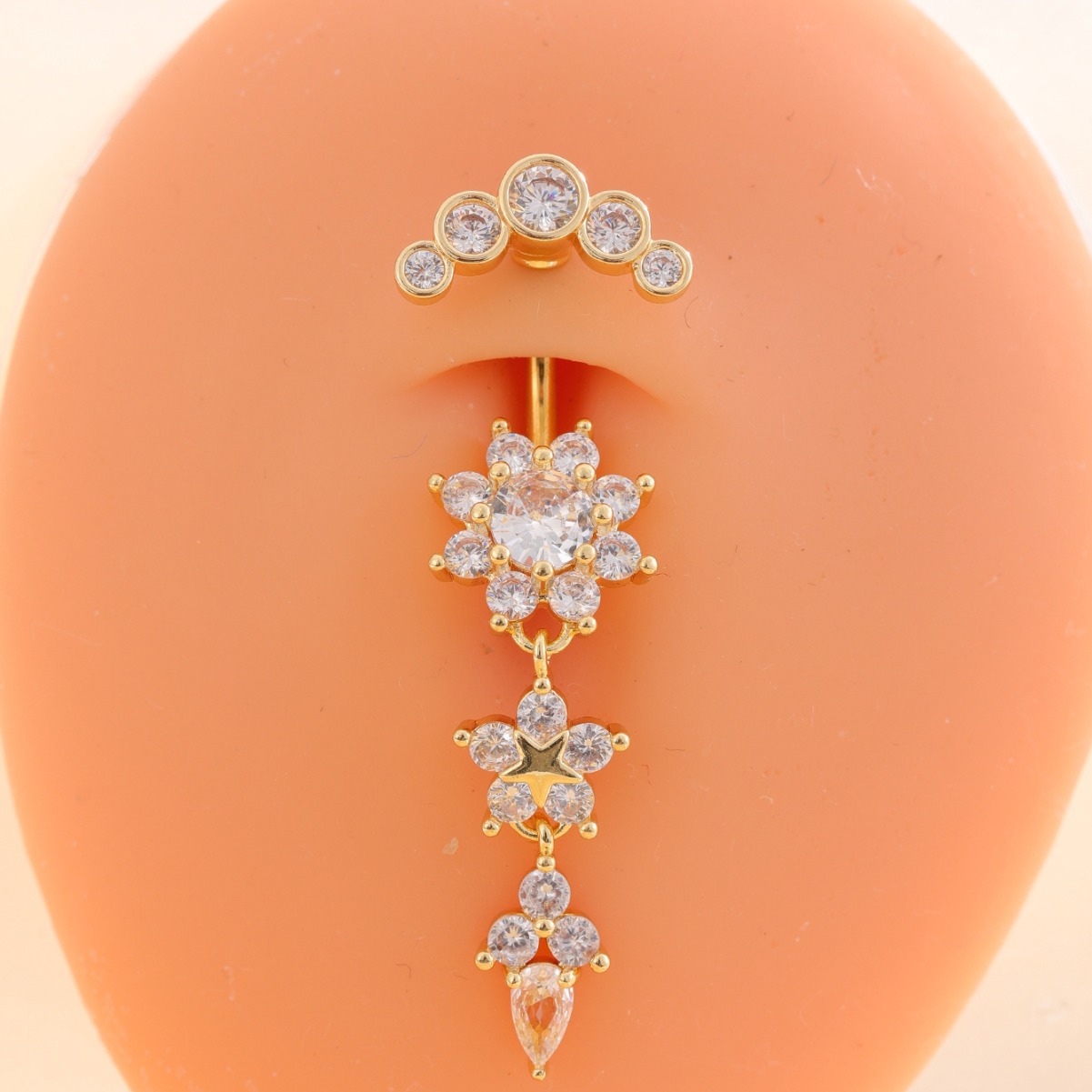 hot sale 23 round zircon navel navel nail navel nail body piercing jewelry