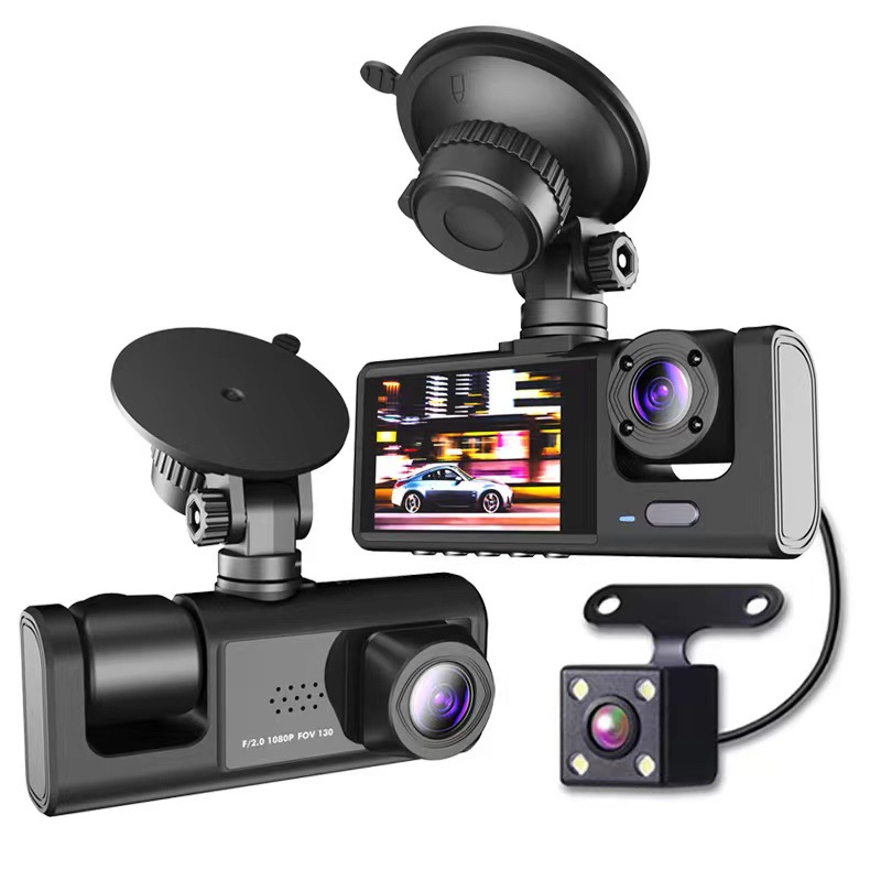 Private model 2 inch three lens HD video driving recorder wholesale large wide angle car recorder DASHCAM