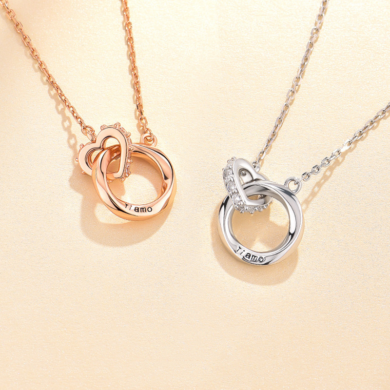 Mobius ring necklace for women double ring clavicle chain temperament light luxury titanium steel ring chain