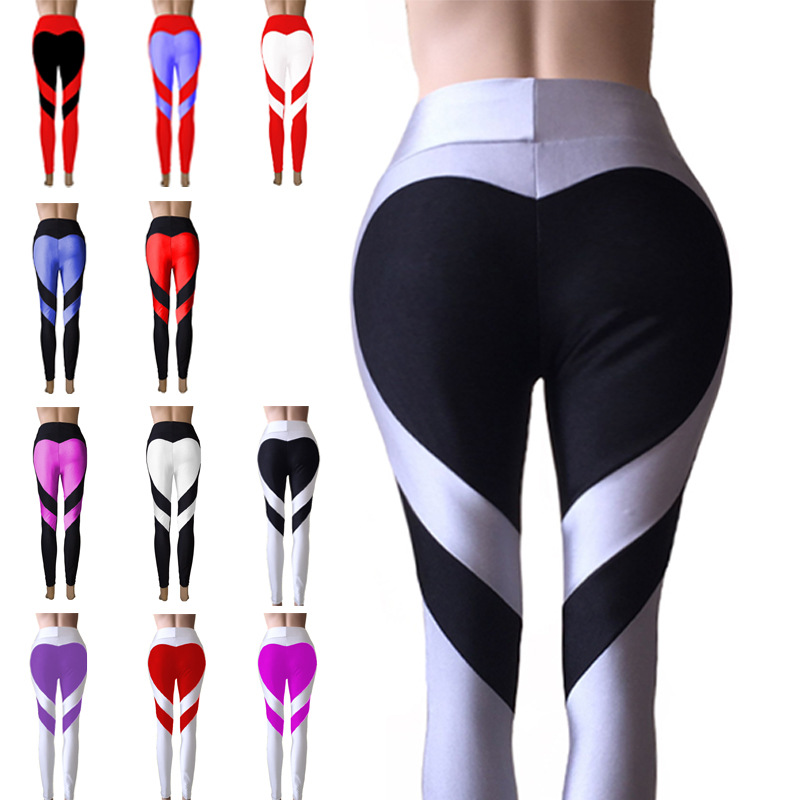 Women's butt love splicing leggings butt lift elastic high waist leggings