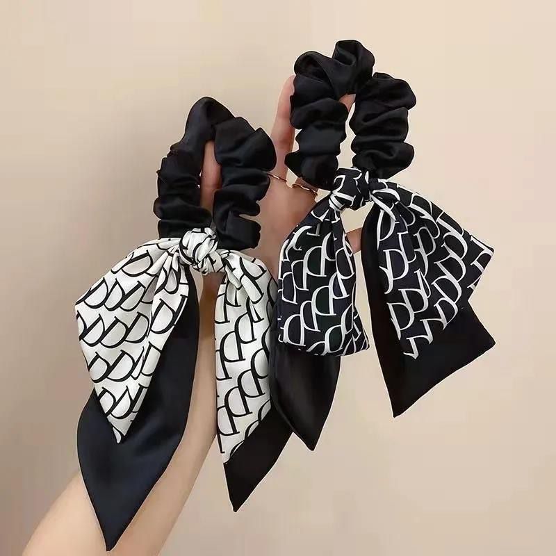 French Ribbon Headband women's hair binding horsetail headband Silk Scarf Hair circle Butterfly Hair rope headdress