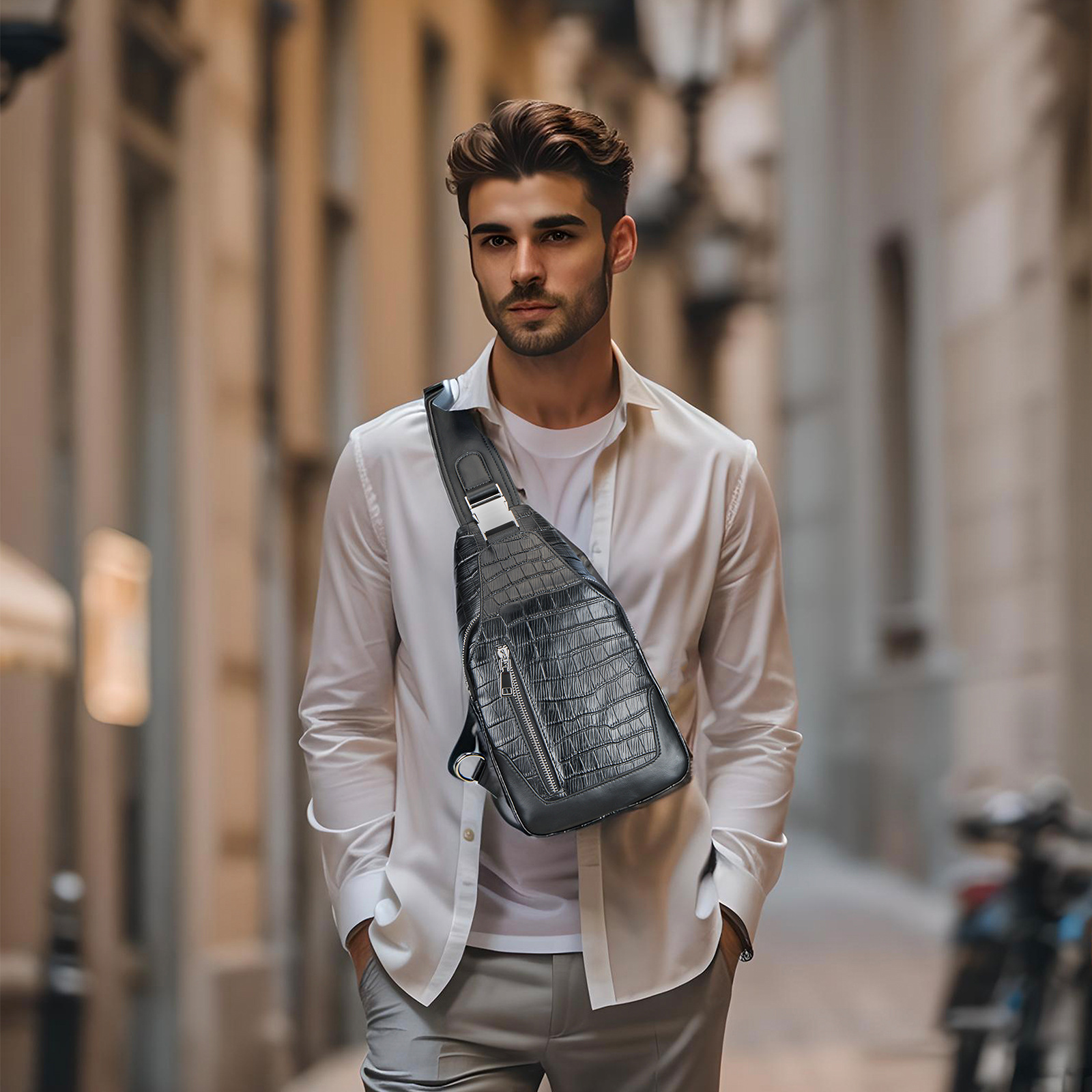 Men's Bags Marant Genuine Leather Chest Bag Men's Bag Large Capacity Messenger Bag Men's Casual Shoulder Bag Cowhide Chest Bag