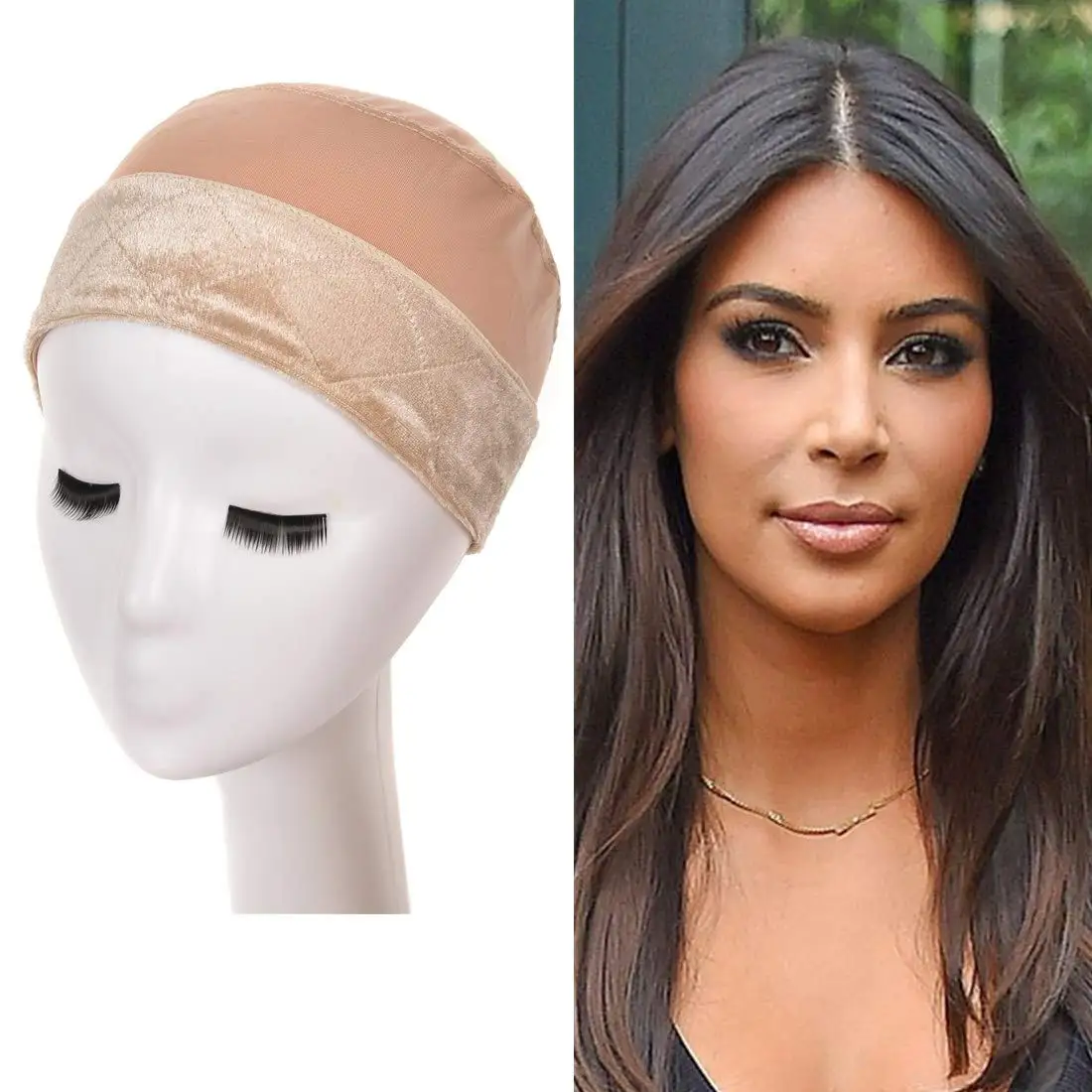 Velvet Adjustable Wig Grip Cap with No-Slip Cap